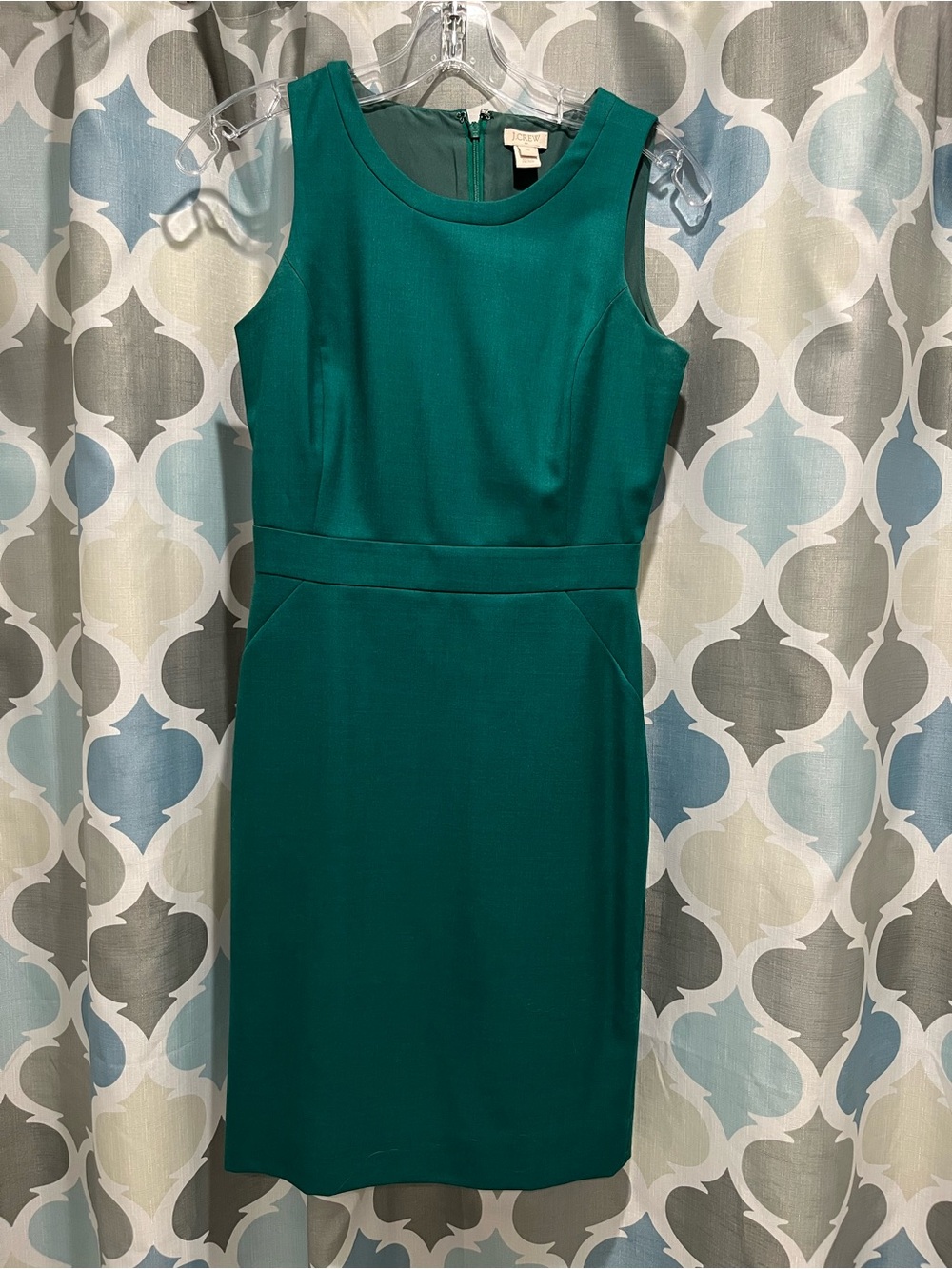 J. Crew Teal Sleeveless Sheath Dress Suiting Fabric Wool Blend